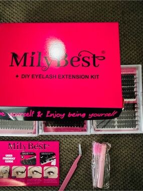 MilyBest DIY Eyelash Extension clusters D curl full thick black 3 trays
